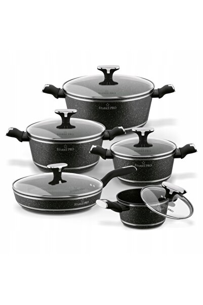 Starke Pro Set de vase 4 piese, vase pentru inducție, tigaie 28cm cu capac, C...