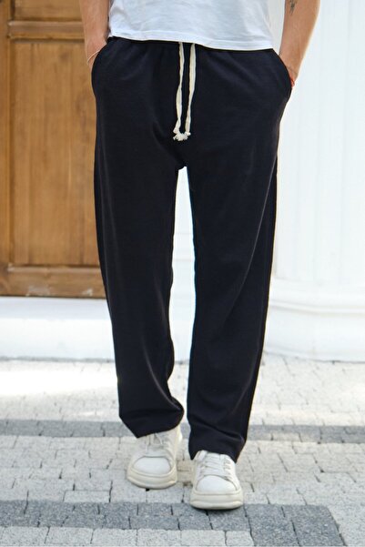 Shooter Sportswear Black Men's Baggy Fit Sweatpants with Laces, Comfortable C...