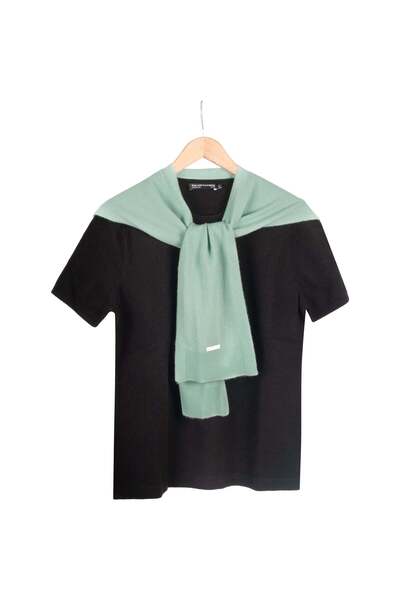 Silk and Cashmere Adaçayı Yeşili Lilly Saf Kaşmir Kazak Atkı