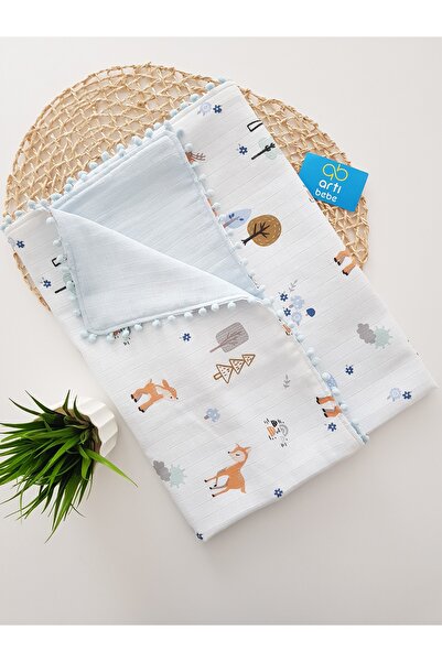 artıbebe Deer Patterned Double-Layer Muslin Blanket | 100% Cotton Muslin Clot...