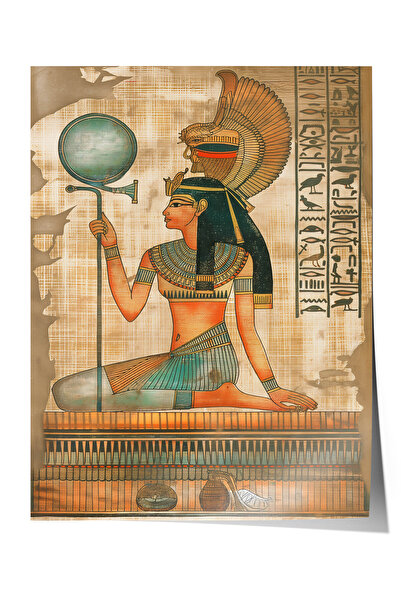 Zestia Egyptian Mythology Art Premium Poster, Egyptian Goddess Holding the Gl...