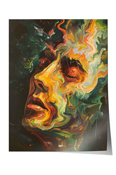 Zestia Poster Premium Surreal Art, Față colorată cu textură de flacără, Nr.: ...