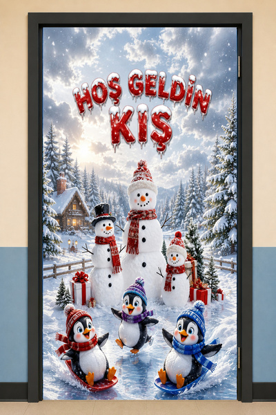 PROMISEBACKDROP2 190X75Cm Elastic School Classroom Door Drape, Welcome Winter...