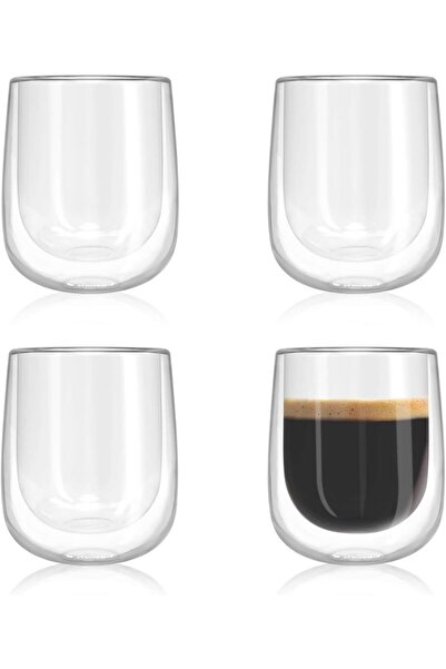Navaris Set of 4 double-walled borosilicate glass cups, heat-resistant, for C...