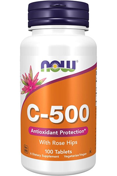 Now Foods Vitamin C-500 with Rose Hips Antioxidant Protection 100 Tablets