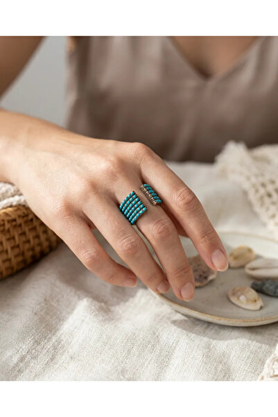 Dorvina Bronze Women's Ring Authentic Copper Jewelry Mini Turquoise Stone Wor...