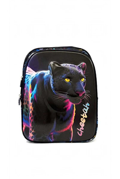 Generic Brand Ghiozdan Școlar 3D Cheetah Neon, Carcasă Rigidă, Ergonomic, Neg...