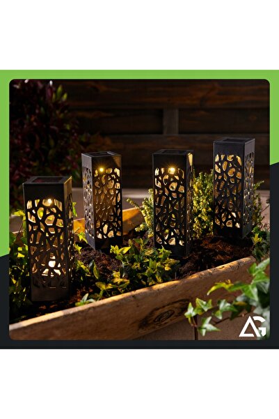 NO BRAND Set de 12 lămpi solare LED decorative ajurate cu țăruș pentru grădin...