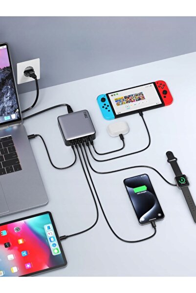 NO BRAND QTSHINE 200W ÎNCĂRCĂTOR STAȚIE DE ÎNCĂRCARE HUB ADAPTOR 6 ÎN 1 PRO