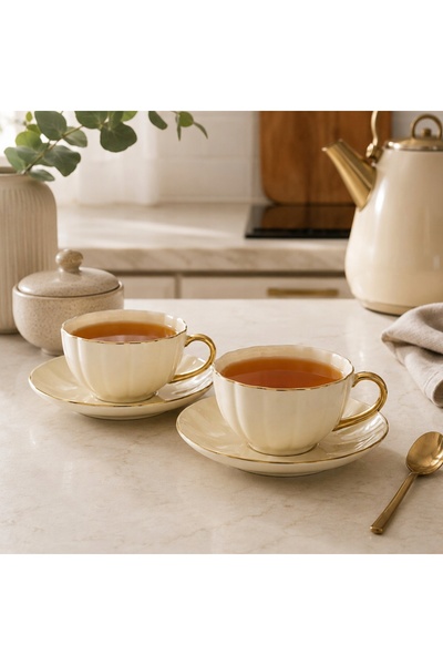 NO BRAND SET DE CĂNI DE PORȚELAN 220 ML PENTRU CAFEA ȘI CEAI, CADOU CU TIPĂNĂ