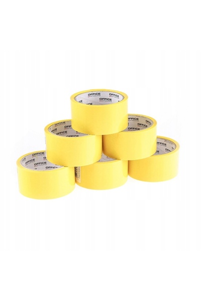 OFFICE products Bandă adezivă pentru ambalare, 48mm x 50 yarzi, Galbenă, 18 b...