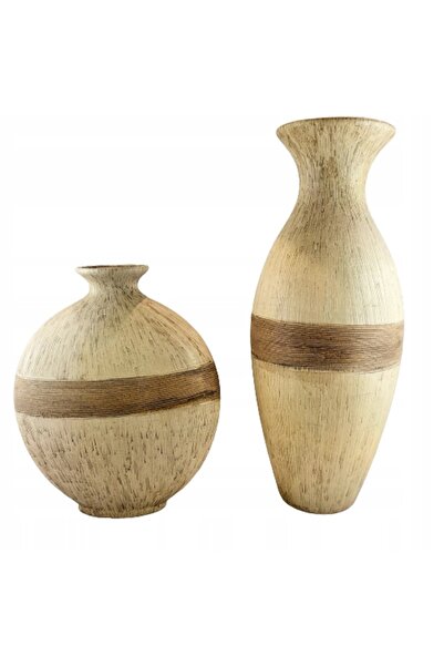 NO BRAND Vază ceramică crem, formă de butoi, 26cm