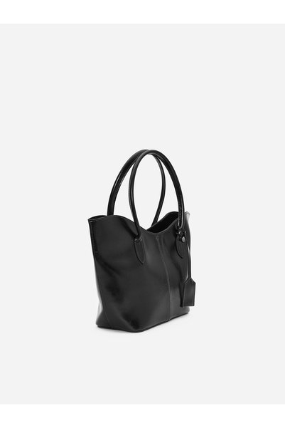Dilvin Faux Leather Shoulder Bag-Black