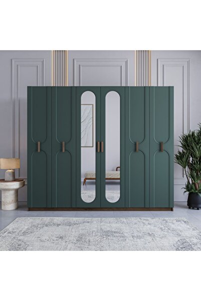 miracool Loren 6 Kapılı Dolap / %100 MDF / Modern Tasarım / 6 Kapaklı Gardırop