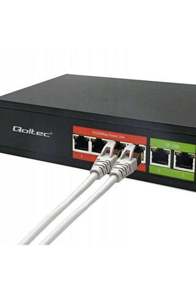 Qoltec Switch de rețea Fast Ethernet negestionat PoE |   4x RJ