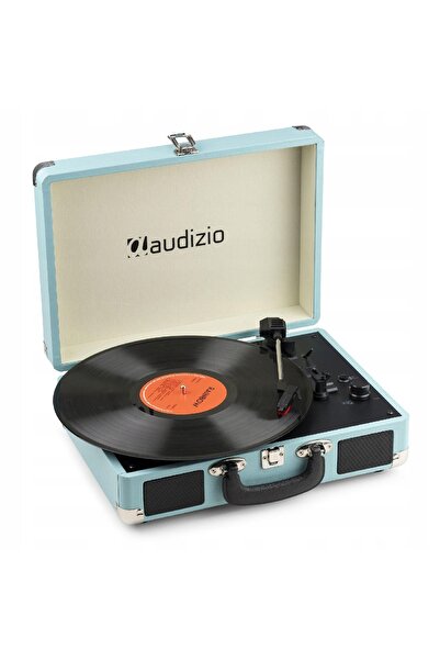NO BRAND Valiză gramofon Bluetooth retro USB MP3 cu difuzoare albastru