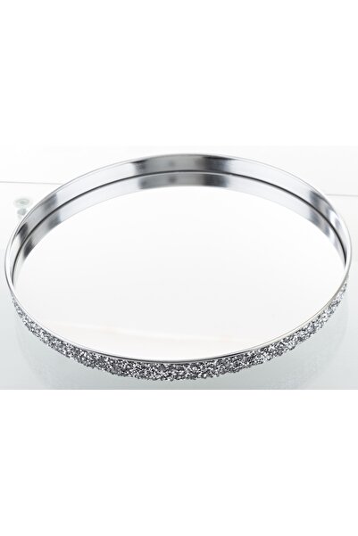 NO BRAND Tavă decorativă cu oglindă, 31cm, argintie, glamour