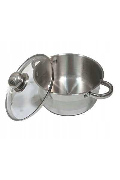 NO BRAND Oală tradițională din oțel cu capac de sticlă de 22 cm. 4,6 litri