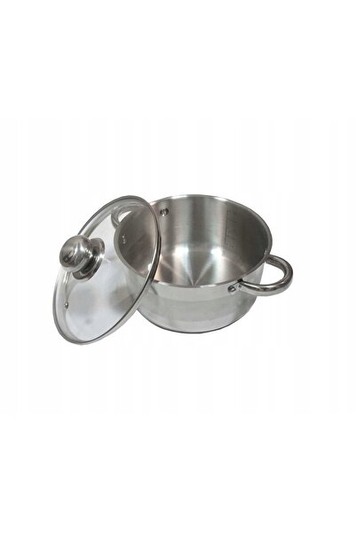 NO BRAND Oală tradițională din oțel cu capac de sticlă de 24 cm. 6,6 litri