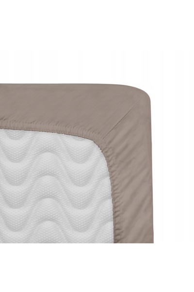 NO BRAND Cearșaf din bumbac cu elastic, 120x200, satin simplu, culoare bej în...
