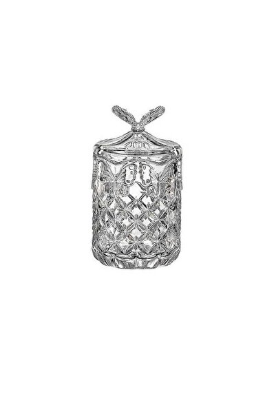 NO BRAND BONBONIERĂ CU CAPAC CRISTAL BOHEMIA FLUTĂRĂNĂ 23 CM