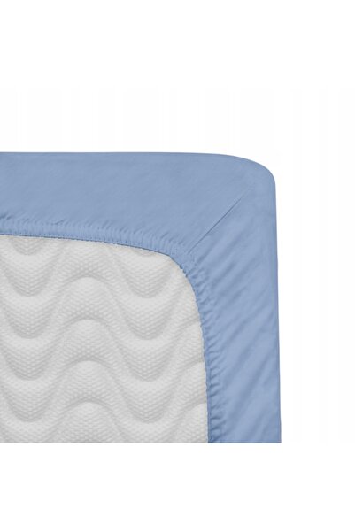 NO BRAND Cearșaf de pat din bumbac cu elastic 120x200 satin neted albastru de...