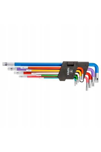 topex Set de 9 chei hexagonale HEXAGONAL + 9 bucăți. TORX LUNG COLORAT OȚEL CRV