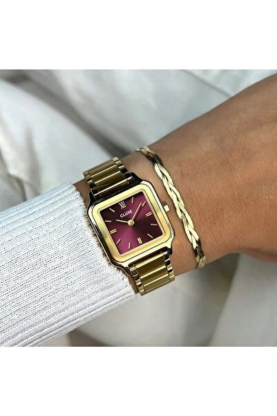 NO BRAND ELEGANT ȘI LA MODĂ CEAS CLUSE CW11812 PĂTRAT BURGUND-ARĂTOS, 24mm