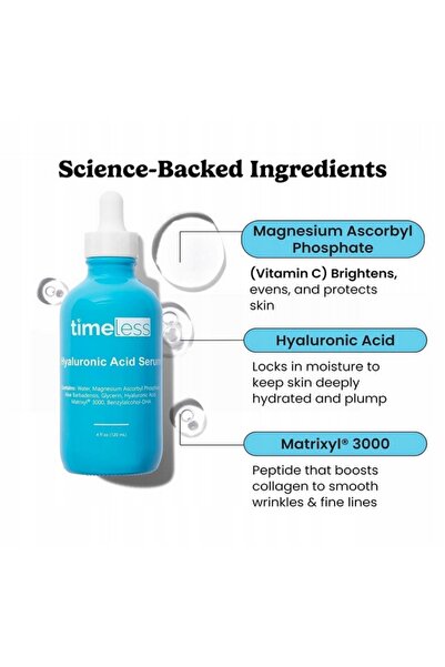NO BRAND Serul Timeless cu acid hialuronic și vitamina C, 120 ml