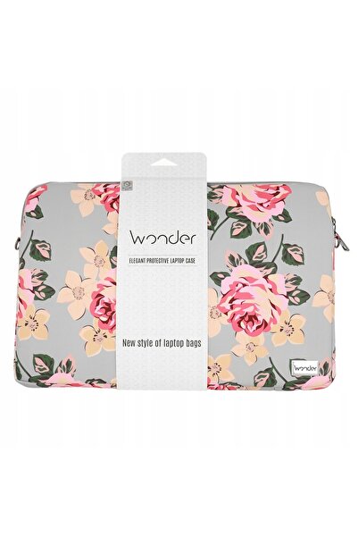 Wonder Husă laptop 15-16 inch gri cu trandafiri