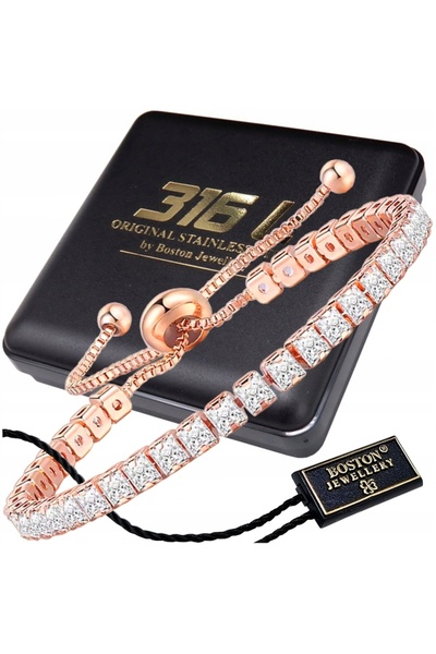Boston Jewellery Brățară aurie pentru femei cu zirconii și cristale, ajustabi...