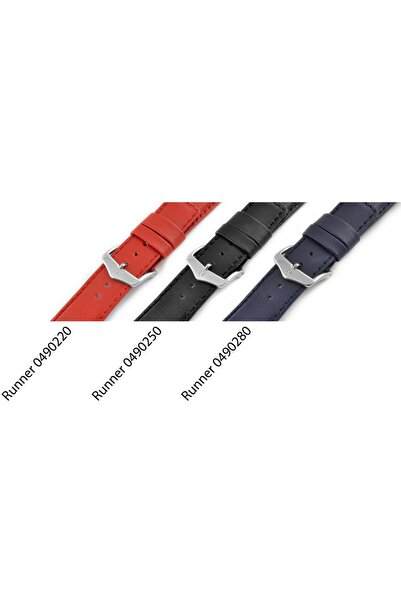 NO BRAND HIRSCH Runner L - 22 mm - Roșu - Curea de ceas din piele
