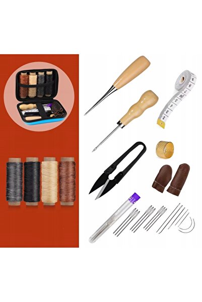 NO BRAND Set într-o cutie, artizanat, piele, ace de cusut, fire, andrele de t...