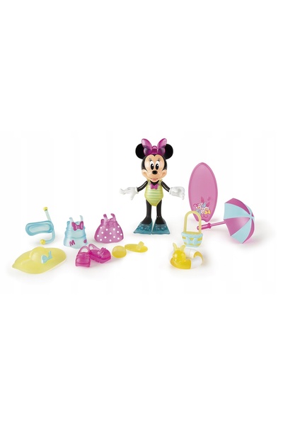 Disney Imc Mouse Minnie Păpușă Mini de Plajă + costumuri universale (cu garde...