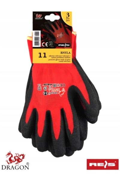 Reis Mănuși de lucru, mănuși de protecție, acoperite cu latex RNYLA, 12 perechi