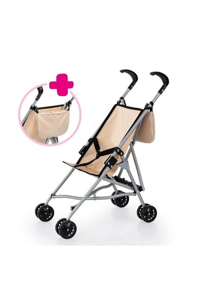 NO BRAND Cărucior pentru păpuși cu geantă bej pliabil Bayer Design 30575AB