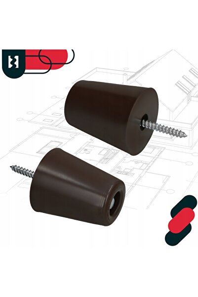 NO BRAND Limitator de ușă din cauciuc cu revenire, 82mm, maro, 2 bucăți