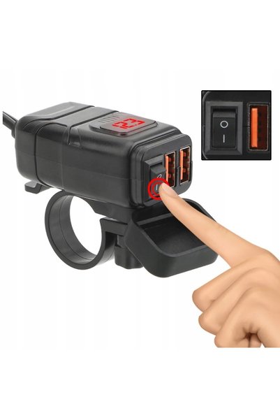 NO BRAND PRIZĂ DE ÎNCĂRCARE QC 3.0 CU 2 PORTURI USB PENTRU SCOICER ȘI MOTOCIC...
