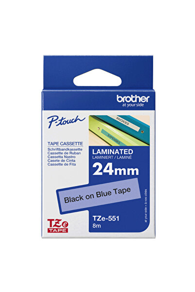 Brother Bandă adezivă TZe-551 24mm x 8m, imprimare neagră/fundal albastru