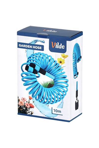 Vilde Furtun de grădină spiralat, extensibil, flexibil, agățabil, cu pistol d...