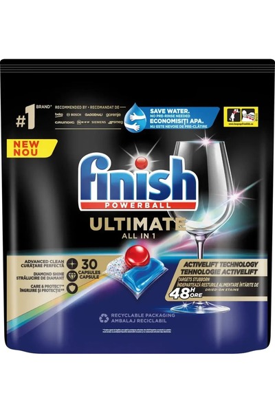 Finish Capsule de spălat vase Ultimate All in One cu lămâie, 30 bucăți