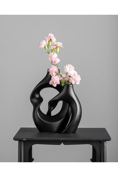 NO BRAND ZMARKRAFT Set de 2 vaze ceramice moderne, negre, 20 cm