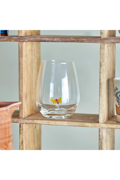 NO BRAND Pahar de sticlă Misa Butterfly Transparent Bloomingville