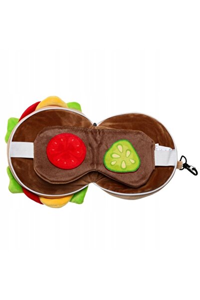 NO BRAND Relaxeazzz Pernă de călătorie pliabilă cu mască de ochi Burger CUSH257