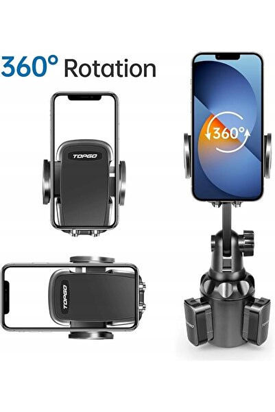 NO BRAND Suport auto trepied pentru telefon TopGo negru pentru pahar