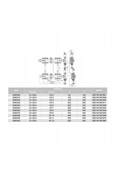 NO BRAND Distribuitor BASE Inox K3-4 G1"-G3/4" cu 4 circuite VALVEX