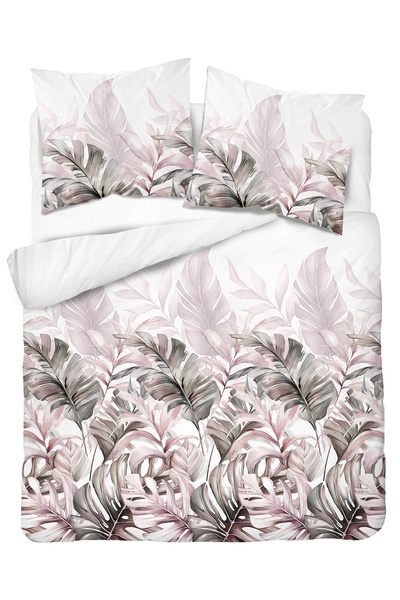 NO BRAND Lenjerie de pat 200x220 bumbac satin colecția 5540 B Frunze de palmi...