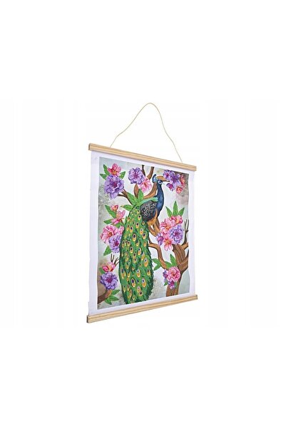 EPEE PLACAT ARTISTIC DE CRISTAL 35 X 45 CM CU MOZAIC DE DIAMANTE PĂUN ȘI BUNTE