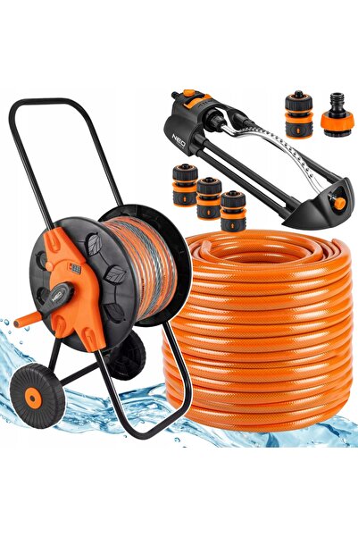 NEO Tools Furtun de grădină NEO, rezistent, 50m, 1/2 ", pentru tamburi, set d...