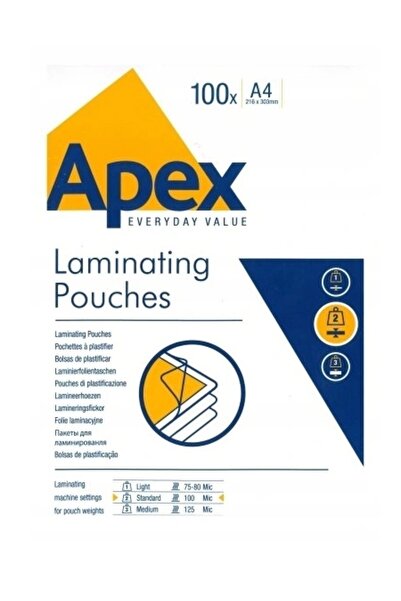 Apex Folie de laminare lucioasă A4 200 coli = 100 seturi